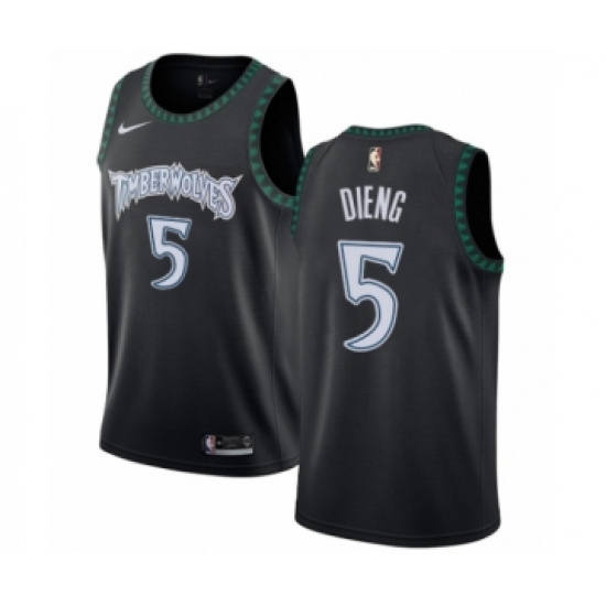 Men's Nike Minnesota Timberwolves #5 Gorgui Dieng Swingman Black Hardwood Classics Jersey - Ujersey
