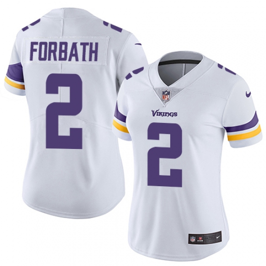 Women's Nike Minnesota Vikings #2 Kai Forbath White Vapor Untouchable Limited Player NFL Jersey - Ujersey