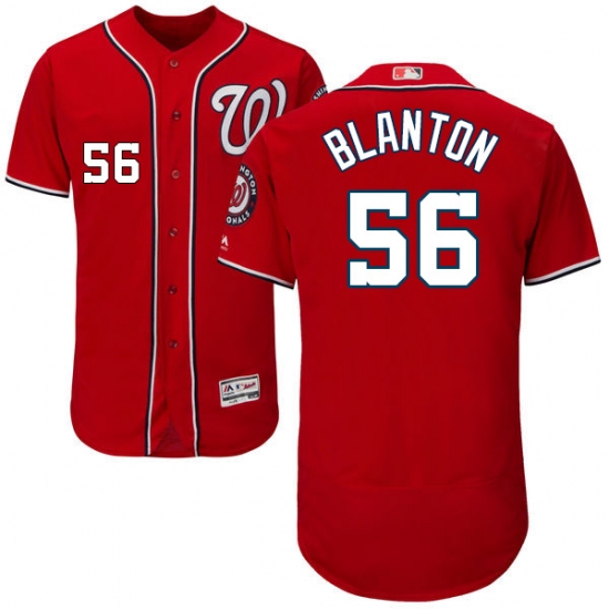 Men's Majestic Washington Nationals #56 Joe Blanton Red Flexbase Authentic Collection MLB Jersey - Ujersey