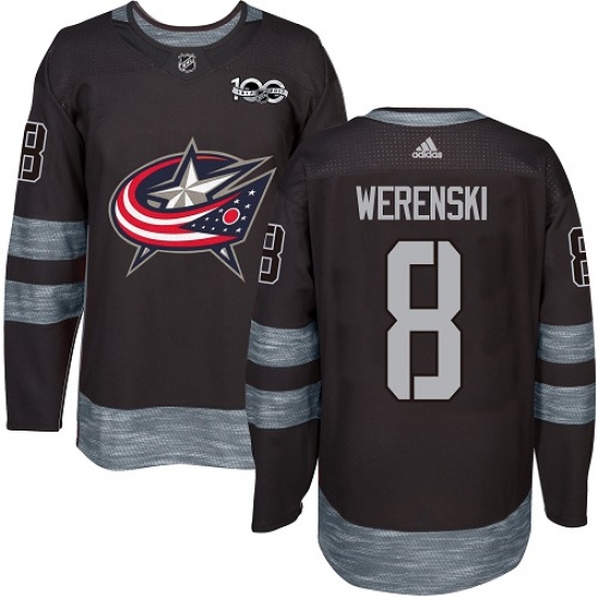 Men's Adidas Columbus Blue Jackets #8 Zach Werenski Authentic Black 1917-2017 100th Anniversary NHL Jersey - Ujersey