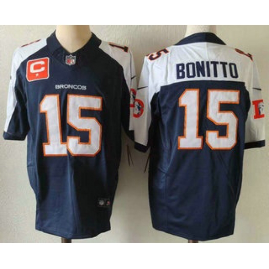 Men's Denver Broncos #15 Nik Bonitto Navy Blue C Thanksgiving FUSE Vapor Jersey - Ujersey