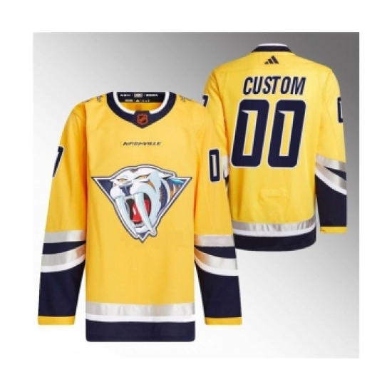 Men's Nashville Predators Custom Gold 2022-23 Reverse Retro Stitched Jersey - Ujersey