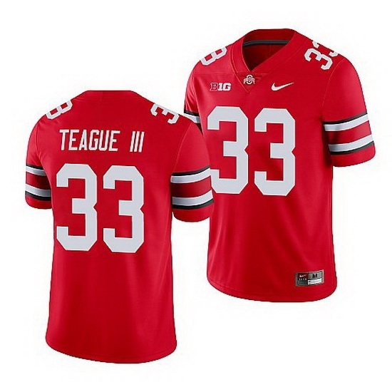 Men's Ohio State Buckeyes #33 Master Teague Iii Red Game Jersey - Ujersey