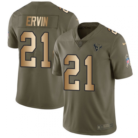 Men's Nike Houston Texans #21 Tyler Ervin Limited Olive Gold 2017 Salute to Service NFL Jersey - Ujersey