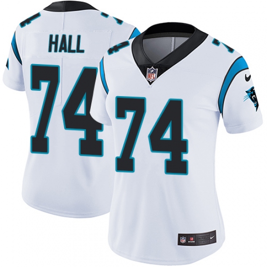 Women's Nike Carolina Panthers #74 Daeshon Hall White Vapor Untouchable Limited Player NFL Jersey - Ujersey