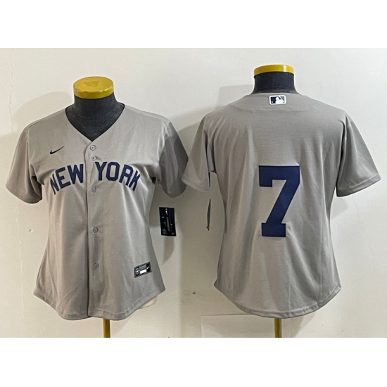 Women's New York Yankees #7 Mickey Mantle 2021 Grey Field of Dreams Cool Base Stitched Jersey - Ujersey