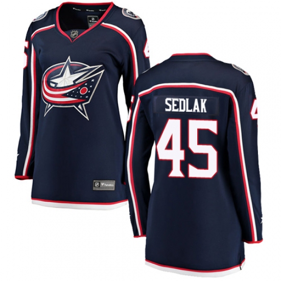 Women's Columbus Blue Jackets #45 Lukas Sedlak Fanatics Branded Navy Blue Home Breakaway NHL Jersey - Ujersey