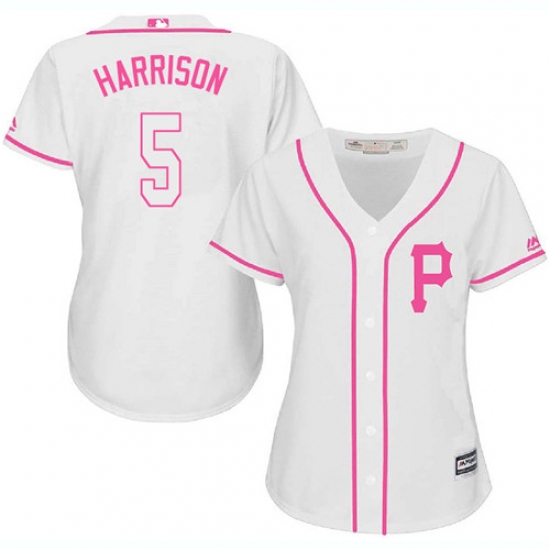 Women's Majestic Pittsburgh Pirates #5 Josh Harrison Replica White Fashion Cool Base MLB Jersey - Ujersey
