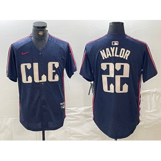 Men's Cleveland Guardians #22 Josh Naylor Navy 2024 City Connect Limited Stitched Jersey - Ujersey