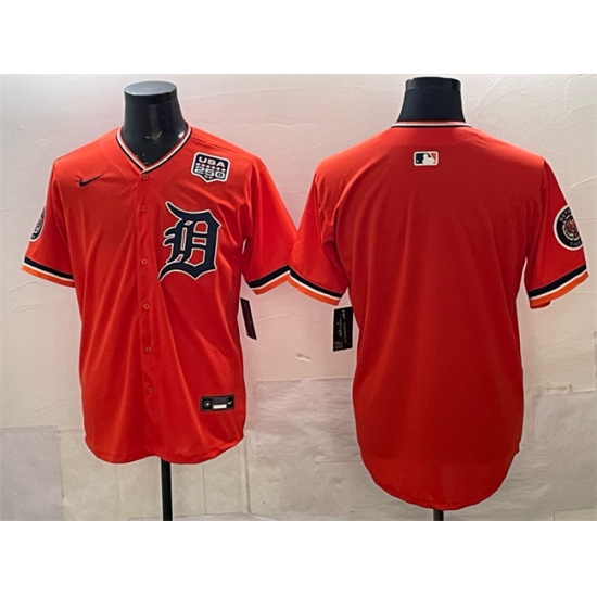 Men's Detroit Tigers Blank Orange 2026 Alternate USA 250 Vapor Premier Limited Stitched Baseball Jersey - Ujersey