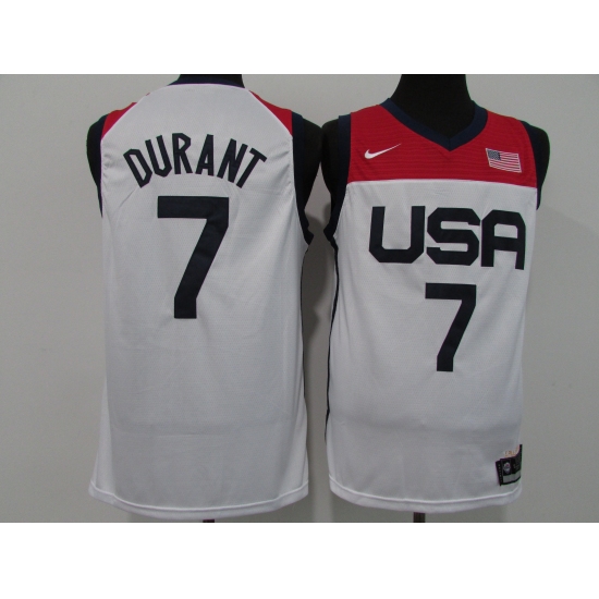 Men's Brooklyn Nets #7 Kevin Durant USA Basketball Tokyo Olympics 2021 White Jersey - Ujersey