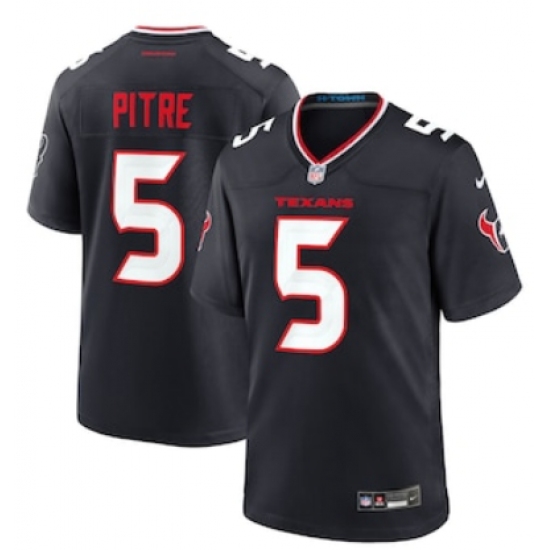 Men's Houston Texans #5 Jalen Pitre Nike Navy Game Jersey - Ujersey