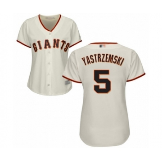 Women's San Francisco Giants #5 Mike Yastrzemski Authentic Cream Home Cool Base Baseball Player Jersey - Ujersey