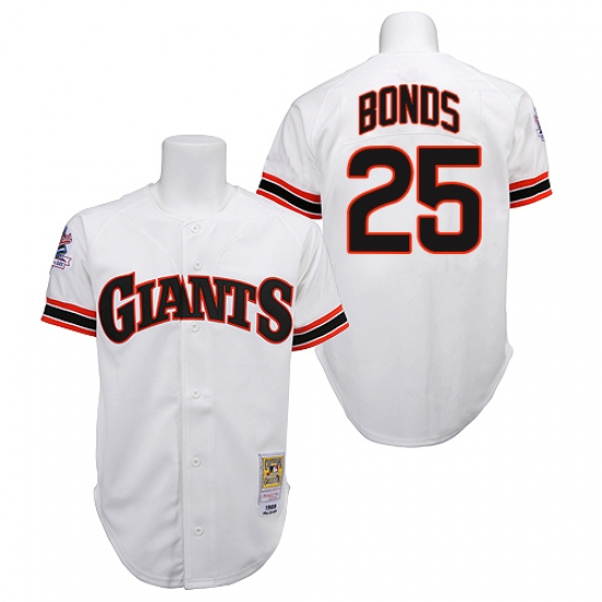 Men's Mitchell and Ness San Francisco Giants #25 Barry Bonds Authentic White 1989 Throwback MLB Jersey - Ujersey