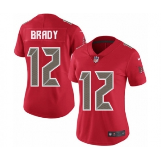 Women's Tampa Bay Buccaneers #12 Tom Brady Limited Red Rush Vapor Untouchable Football Jersey - Ujersey
