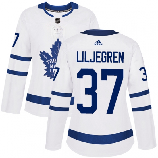 Women's Adidas Toronto Maple Leafs #37 Timothy Liljegren Authentic White Away NHL Jersey - Ujersey