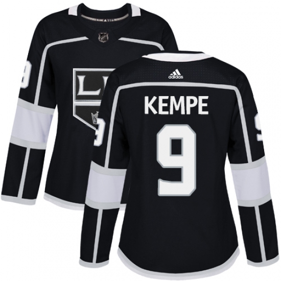 Women's Adidas Los Angeles Kings #9 Adrian Kempe Authentic Black Home NHL Jersey - Ujersey