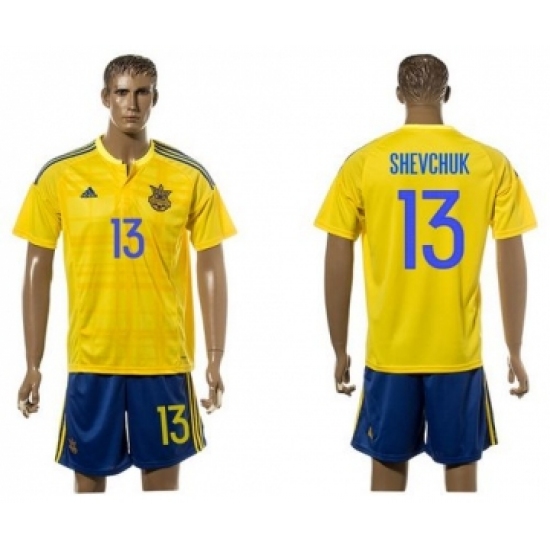 Ukraine #13 Shevchuk Home Soccer Country Jersey