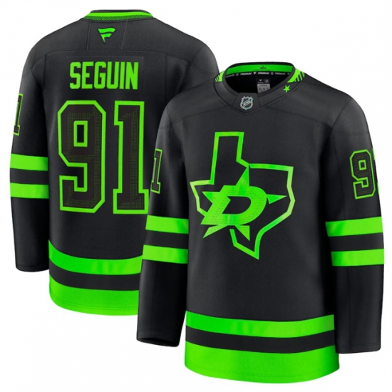Men's Dallas Stars #91 Tyler Seguin Black 2024-25 Alternate Stitched Hockey Jersey - Ujersey