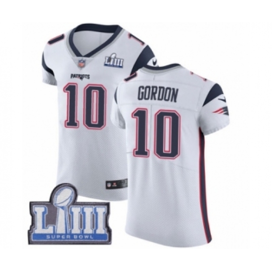 Men's Nike New England Patriots #10 Josh Gordon White Vapor Untouchable Elite Player Super Bowl LIII Bound NFL Jersey - Ujersey