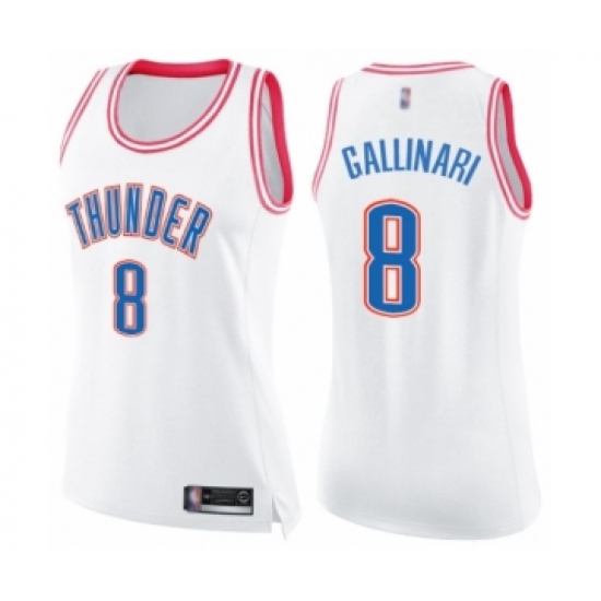 Women's Oklahoma City Thunder #8 Danilo Gallinari Swingman White Pink Fashion Basketball Jersey - Ujersey