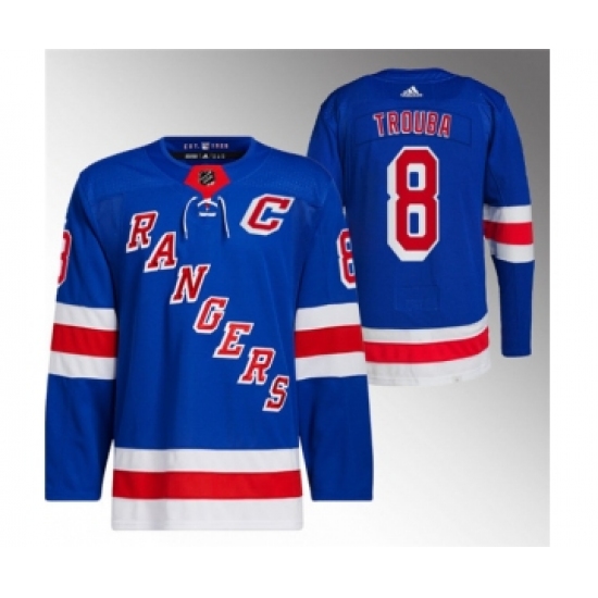 Men's New York Rangers #8 Jacob Trouba Blue Stitched Jersey - Ujersey