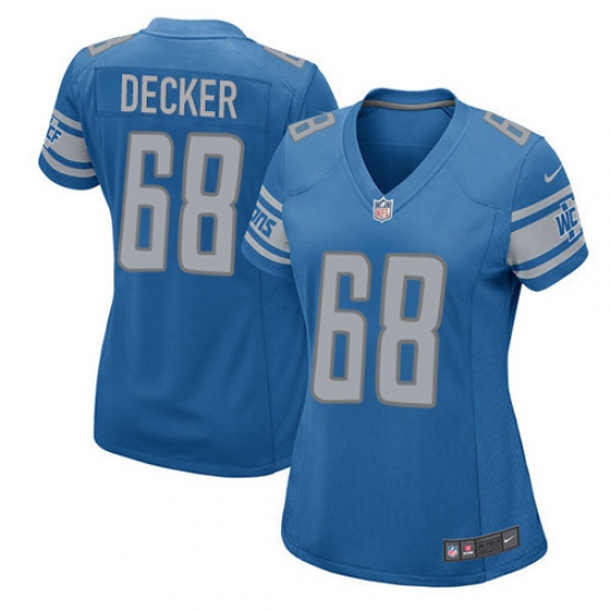 Women's Nike Detroit Lions #68 Taylor Decker Game Light Blue Team Color NFL Jersey - Ujersey