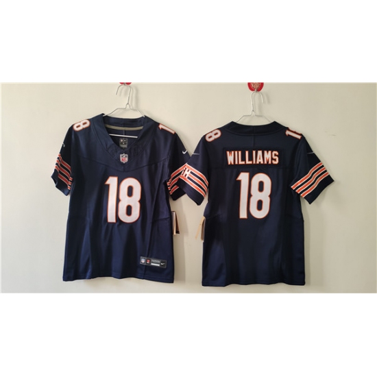 Women's Chicago Bears #18 Caleb Williams Navy 2024 Draft F.U.S.E. Vapor Football Stitched Jersey - Ujersey