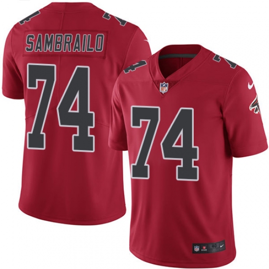 Men's Nike Atlanta Falcons #74 Ty Sambrailo Elite Red Rush Vapor Untouchable NFL Jersey - Ujersey