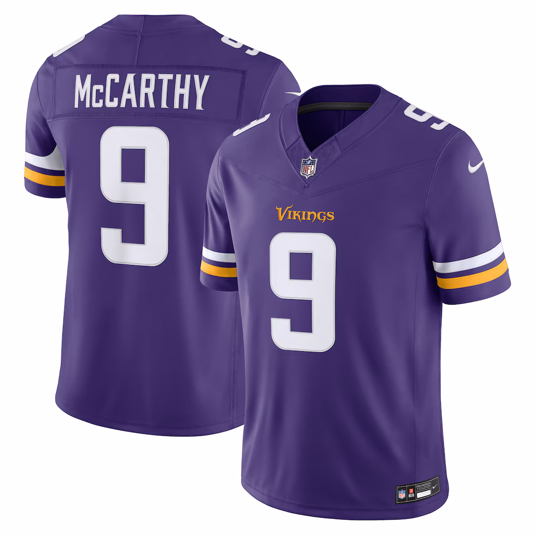 Men's Minnesota Vikings J.J. McCarthy Nike Purple Team Vapor F.U.S.E. Stitched Limited Jersey