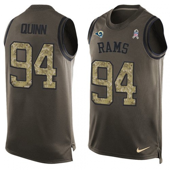 Men's Nike Los Angeles Rams #94 Robert Quinn Limited Green Salute to Service Tank Top NFL Jersey - Ujersey