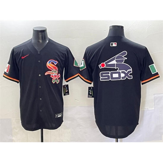 Mens Chicago White Sox Team Big Logo Black Mexico Limited Stitched Jersey - Ujersey