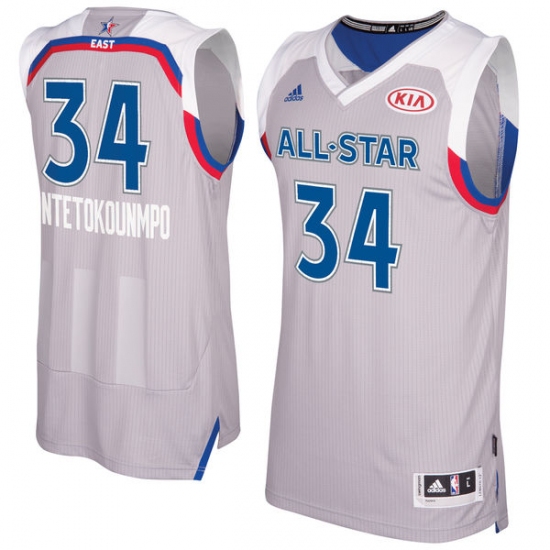 Men's Adidas Milwaukee Bucks #34 Giannis Antetokounmpo Swingman Gray 2017 All Star NBA Jersey