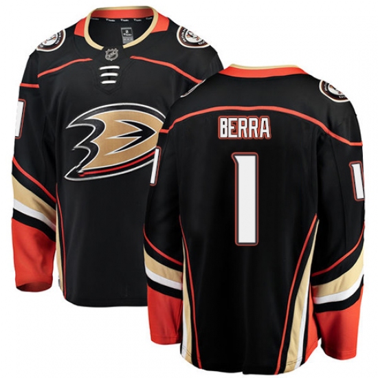 Youth Anaheim Ducks #1 Reto Berra Fanatics Branded Black Home Breakaway NHL Jersey - Ujersey