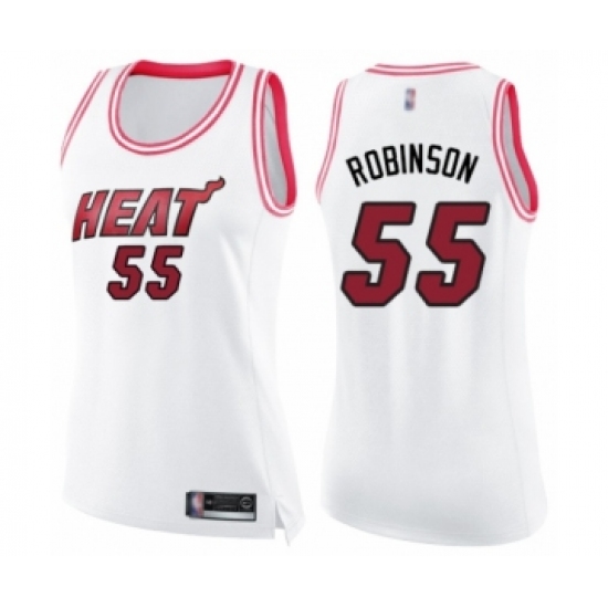 Women's Miami Heat #55 Duncan Robinson Swingman White Pink Fashion Basketball Jersey - Ujersey