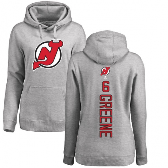 NHL Women's Adidas New Jersey Devils #6 Andy Greene Ash Backer Pullover Hoodie - Ujersey