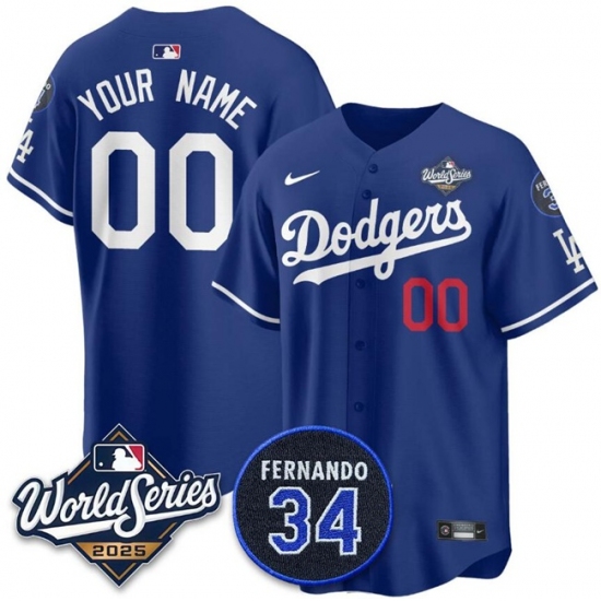Men's Los Angeles Dodgers Active Player Custom Royal 2025 World Series With No.34 Patch Limited Stitched Baseball Jersey - Ujersey