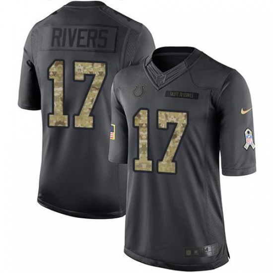 Youth Nike Indianapolis Colts #17 Philip Rivers Black Stitched NFL Limited 2016 Salute to Service Jersey - Ujersey