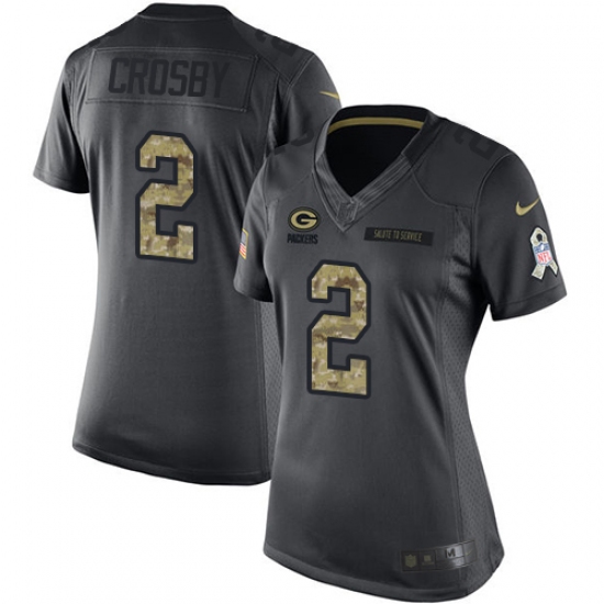 Women's Nike Green Bay Packers #2 Mason Crosby Limited Black 2016 Salute to Service NFL Jersey - Ujersey