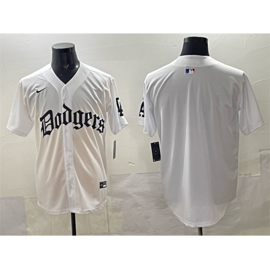 Men's Los Angeles Dodgers Blank White 2025 LA Gothic Style Vapor Premier Limited Stitched Baseball Jersey - Ujersey