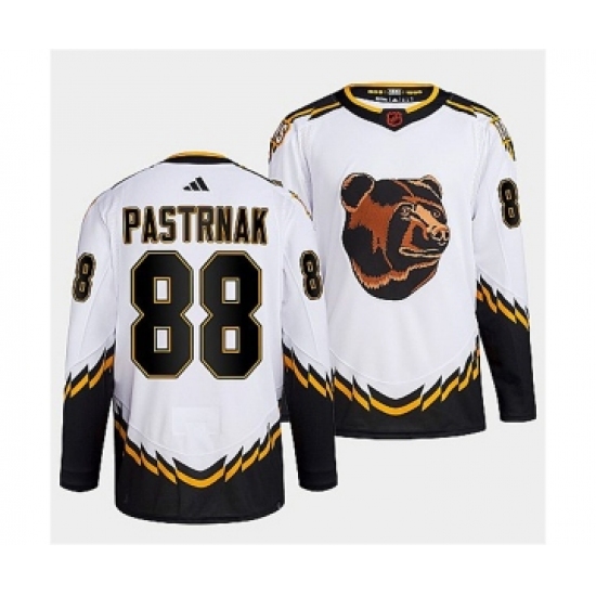 Men's Boston Bruins #88 David Pastrnak 2022 White Reverse Retro Stitched Jersey - Ujersey