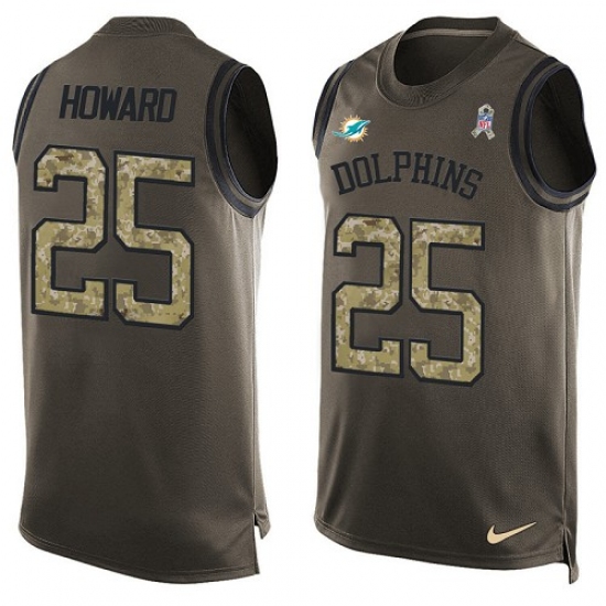 Men's Nike Miami Dolphins #25 Xavien Howard Limited Green Salute to Service Tank Top NFL Jersey - Ujersey