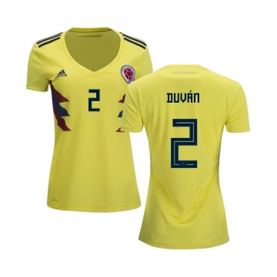 Women's Colombia #2 Duvan Home Soccer Country Jersey