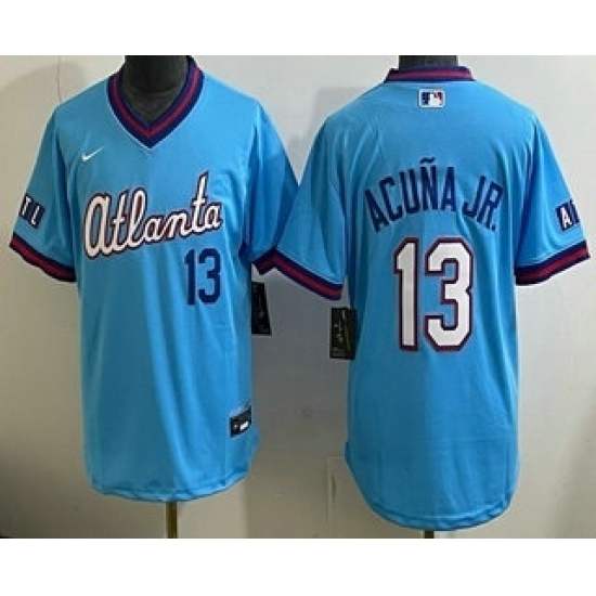 Youth Atlanta Braves #13 Ronald Acuna Jr Light Blue 2026 City Connect Stadium Jersey - Ujersey