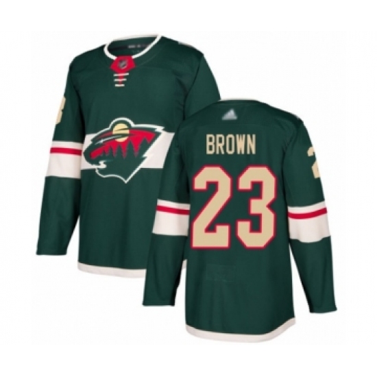 Men's Minnesota Wild #23 J.T. Brown Authentic Green Home Hockey Jersey - Ujersey
