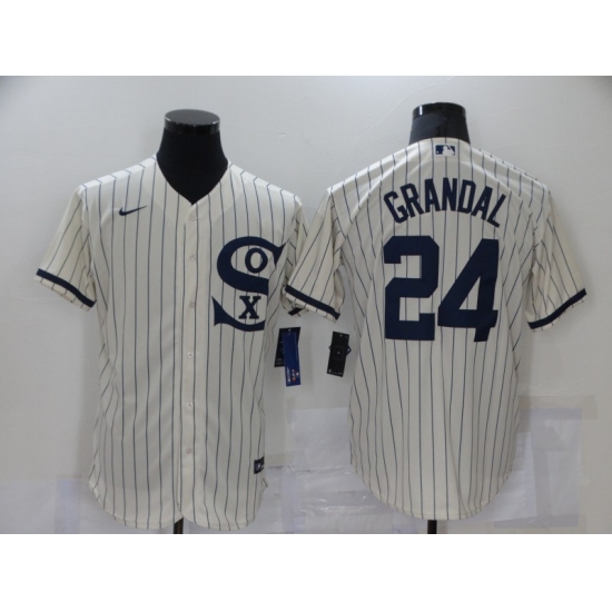 Men's Nike Chicago White Sox #24 Yasmani Grandal Cream Elite 2021 Field of Dreams Jersey - Ujersey