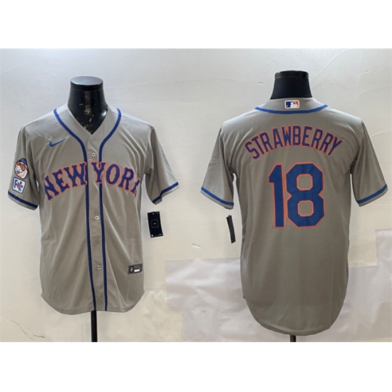 Men's New York Mets #18 Darryl Strawberry Grey 2025 Spring Training Cool Base Stitched Baseball Jersey - Ujersey