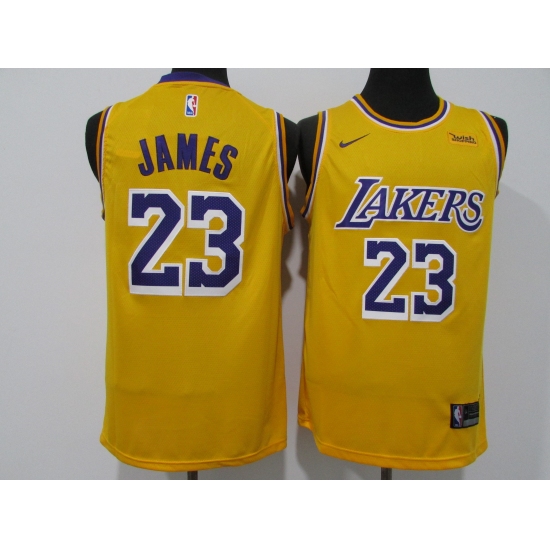 Men's Los Angeles Lakers #23 LeBron James Yellow Nike Swingman Jersey - Ujersey