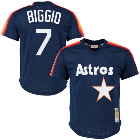 Men's Mitchell and Ness 1988 Houston Astros #7 Craig Biggio Authentic Navy Blue Throwback MLB Jersey - Ujersey