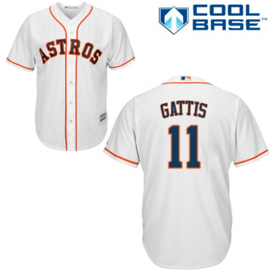 Men's Majestic Houston Astros #11 Evan Gattis Replica White Home Cool Base MLB Jersey - Ujersey